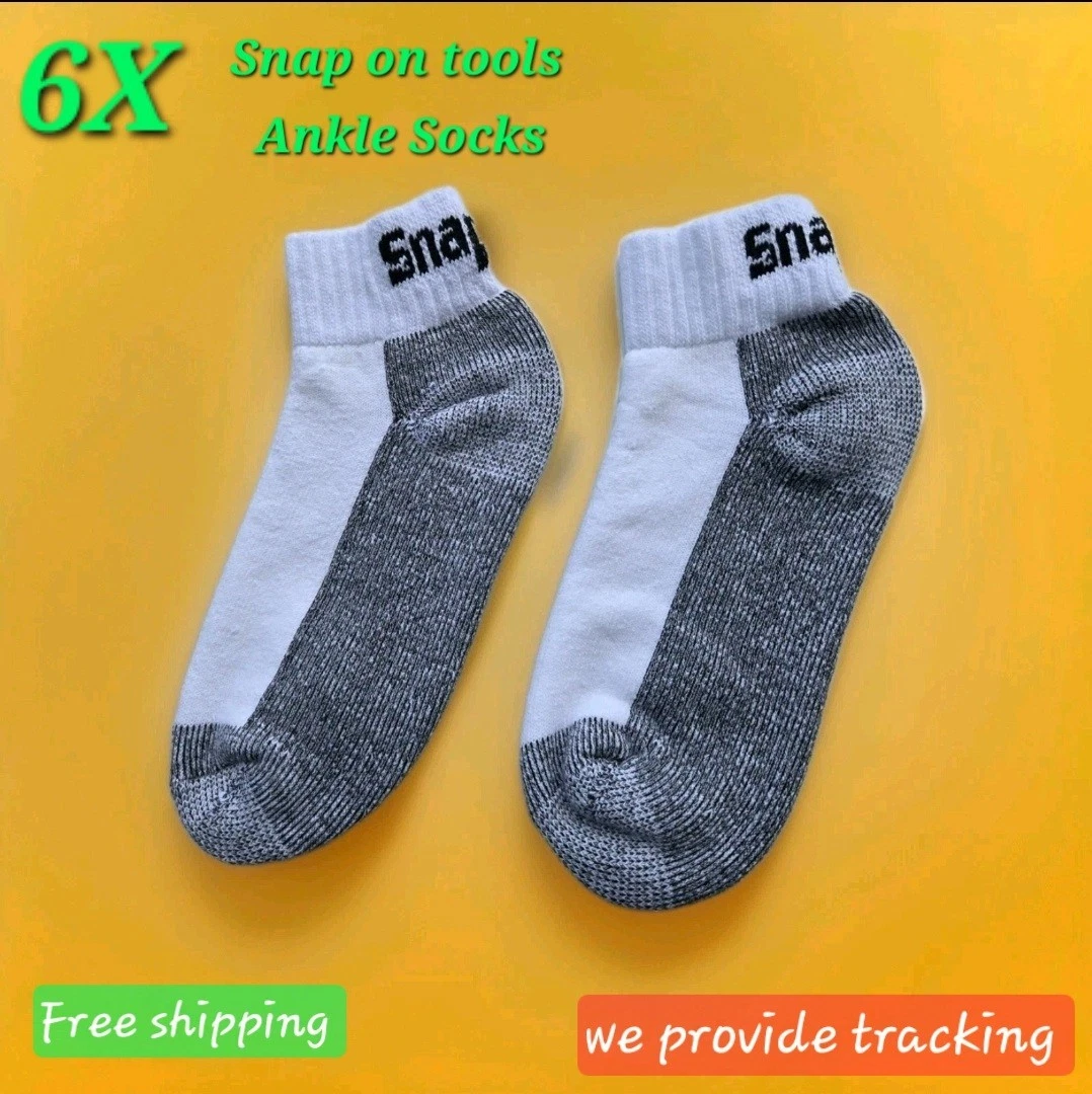 6Pk Mens White Snap On Tools Ankle Socks Large most Comfortable Work Socks NEW!!