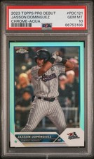2023 Pro Debut Chrome 🔥JASSON DOMINGUEZ🔥 RC Rookie Aqua /75 PSA 10 💎 Gem Mint