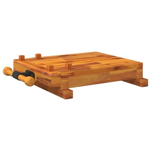 Werkbankplatte mit Schraubstock 52x44x9,5 cm Massivholz Akazie - Bild 5 von 8