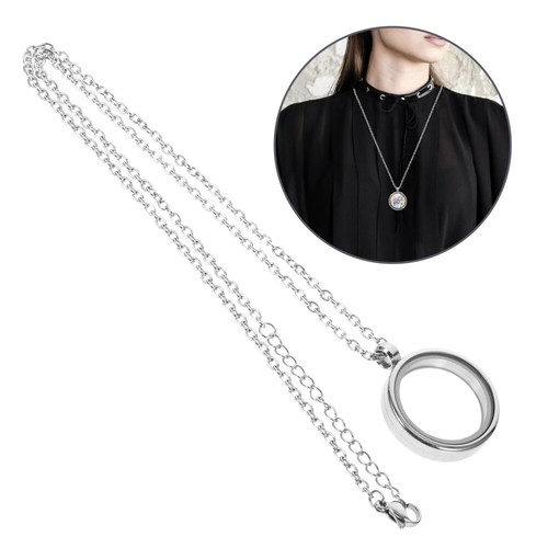 Stainless Steel Pendant Bride Miss Clear Glass Floating Locket Necklace - Picture 12 of 12