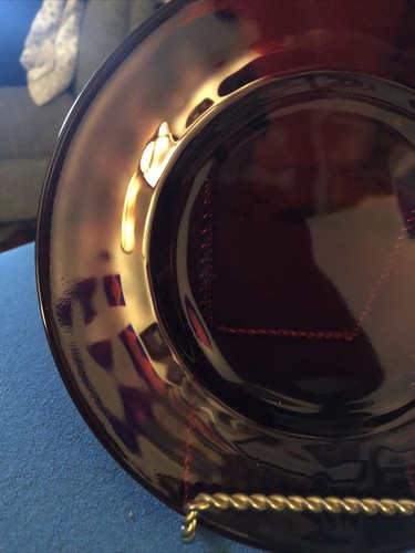 Vintage Royal Ruby Red Anchor Hocking Depression Glass Plate 7 1/2” - Picture 5 of 10