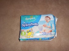 NEW, PAMPERS SPLASHERS SIZE SMALL 13-24 LBS., 20 DISPOSABLE SWIM PANTS