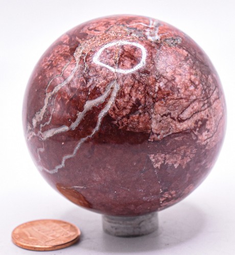 2.1" Brecciated Jasper w/ Quartz Sphere Sparkling Natural Gemstone Mineral Peru - Picture 5 of 5