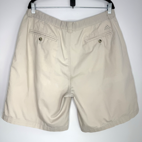 VTG Adidas Golf Shorts Men’s 38 Beige Stretch Woven High Rise DEFECT Front Marks - Picture 2 of 7