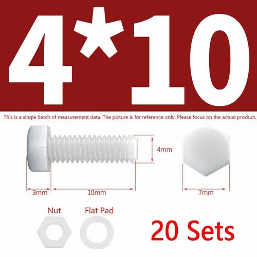 Nylon Hexagon Screws Nut Flat Pad Sets Combination Plastic Insulated Bolt M3-M12 - Picture 28 of 165