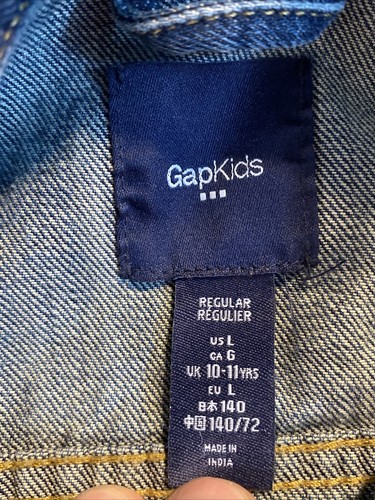 Gap Kids Boys Denim Jacket Knit Stretch Medium Wash size L (10-11) EUC - Picture 3 of 7