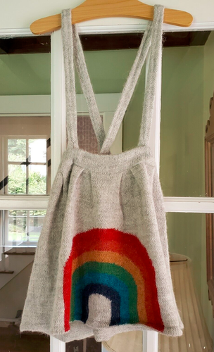 Oeuf Knit Suspender Skirt Gray Rainbow SIze 6Y (27111A)