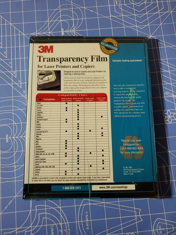 3M Transparency Film CG5000 for Laser Printers & Copiers 50 Sheets New Sealed - Image 2 of 2