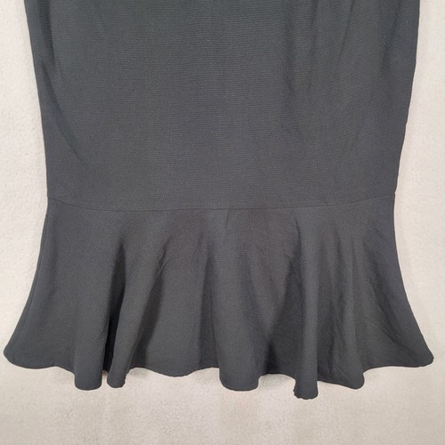 Black Stretch Ruffle Flare Hem Womens Skirt Cocktail Midi Mermaid Chic Size 14 - Picture 15 of 19