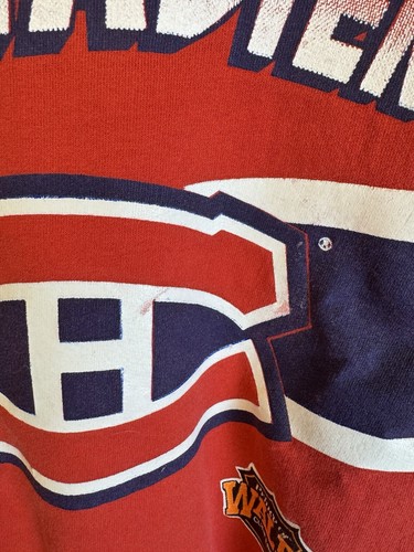 Vintage Montreal Canadiens Sweatshirt Prince Of Wales Crewneck Red NHL 1990 - Picture 4 of 21
