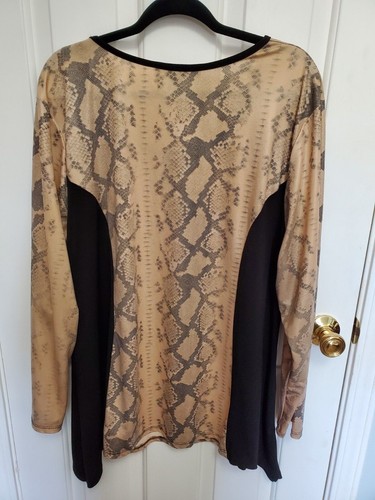 Ashley Stewart Long Sleeve Reptile Print Tan and Black Pullover Shirt Sz 22/24 - Bild 2 von 8