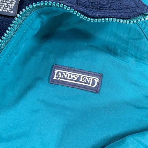 Vintage Lands End Jacket Boys XL Green Fleece Lined Squall 80s 90s Made In USA - Picture 3 of 17