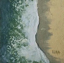Ocean Wave Original Painting Green Seascape Abstract  Beach Art  Collectible Sea