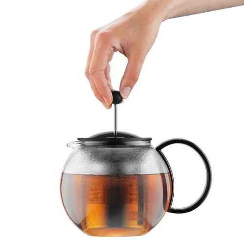 Bodum 34oz Tea Press with Stainless Steel Filter Dishwasher-Safe, Black Handle - Picture 4 of 5