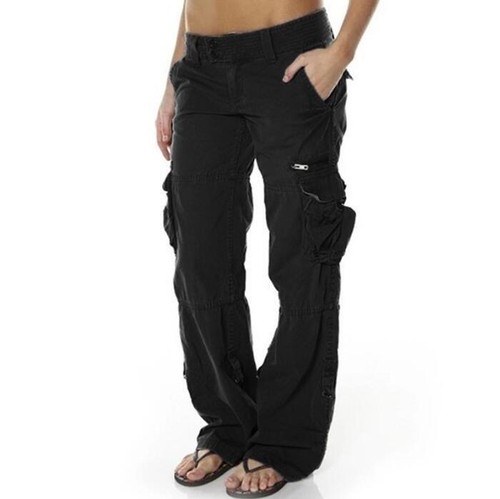 Casual Womens Low Waist Pocket Combat Jeans Trousers Ladies Cargo Pant Bottoms - Picture 2 of 22