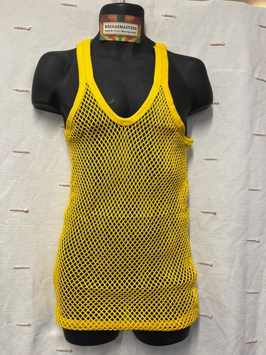 YELLOW - STRING MESH FISHNET VEST - UNISEX - 100% COTTON - Picture 2 of 2