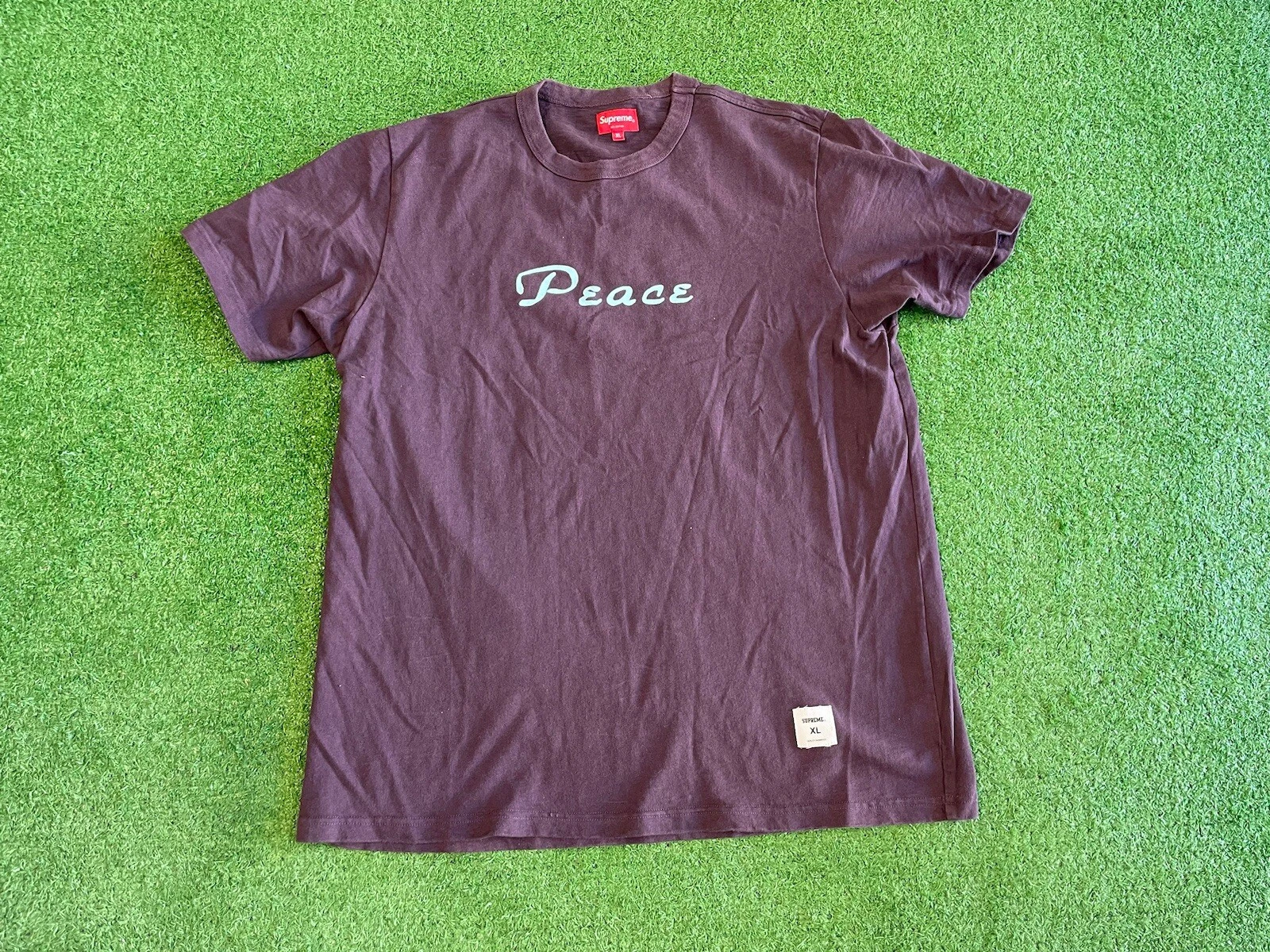 Tee shirt manches courtes Supreme Peace FW18 taille XL violet hype authentique rare OG