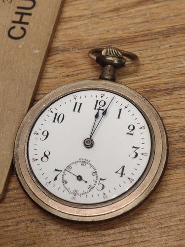 Antiguo reloj de bolsillo Hudson Watch Co. 8 joyas bonita esfera funciona - Imagen 6 de 6
