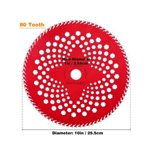 2 Pack 10" x80T Carbide Tip Brush Cutter Blades Weed Eater Blades - Picture 3 of 9