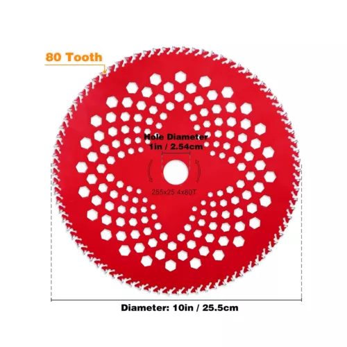 10"x80 Teeth Carbide Tipped Blade Kit for Brush Cutter Weed Eater Trimmer 2 Pack - Picture 4 of 10