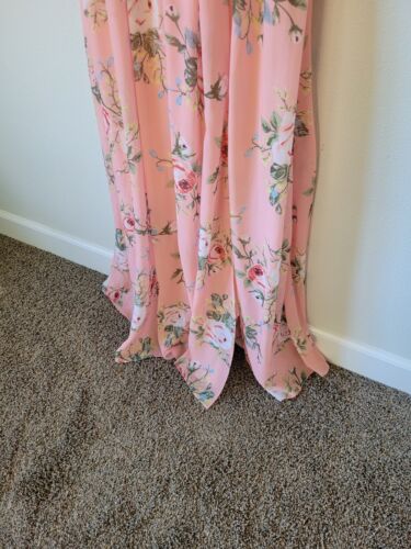 NWT Rose Print Grecian Maxi Dress Sz S Pink Flowy Empire Waist Plunge Neckline - Picture 6 of 12
