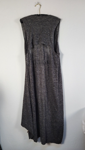 Free People Linen Blend Long Vest Large Charcoal Gray Sleeveless Duster Cardigan - Picture 2 of 7