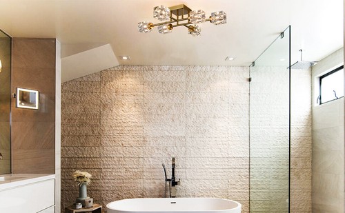 Gold Semi Flush Mount Ceiling Light Mid Century 6-Light Ceiling Chandelier - Bild 7 von 9