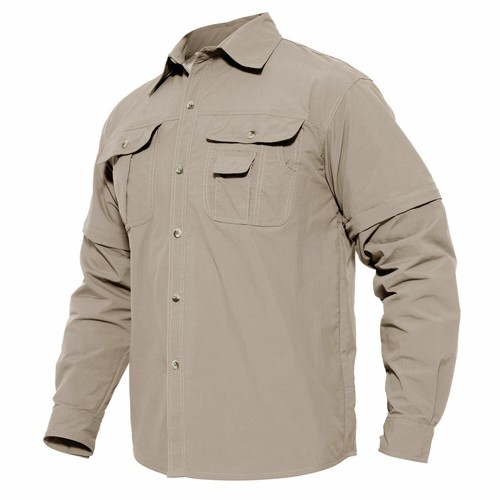 Mens Convertible Long Sleeve Fishing Shirts Quick Dry ButtonUp Work Safari Shirt - Bild 7 von 52