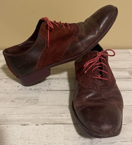 Cole Haan NikeAir Mens C09917 Red Burgundy Leather & Suede Dress Shoes Sz 11M - Picture 1 of 10