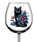 12x Watercolor Black Cat Flower Wine Glass Bottle Tumbler Vinyl Sticker Decal