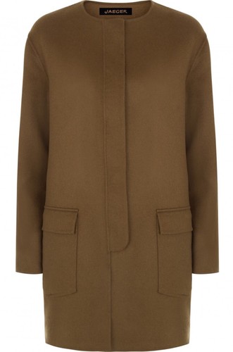 Coat, Wool Double Faced Coat, Jaeger, Khaki , size L - Picture 2 of 3