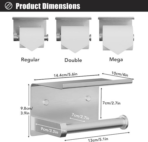 Toilet Paper Holder Paper Holder with Mobile Storage Bathroom Storage Shelf - Picture 3 of 19