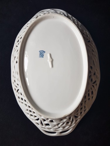 Schumann Durchbruch Porzellan Dresdner Blumen oval Schale 30cm+Schale auf Fuß - Bild 5 von 12