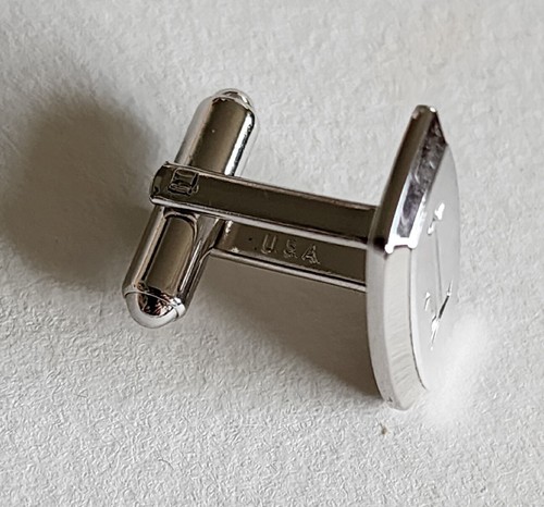 Vintage Hickok Silver Citation Monogram F Bullet Cufflink Tie Pin Set Gift Box - Picture 8 of 10