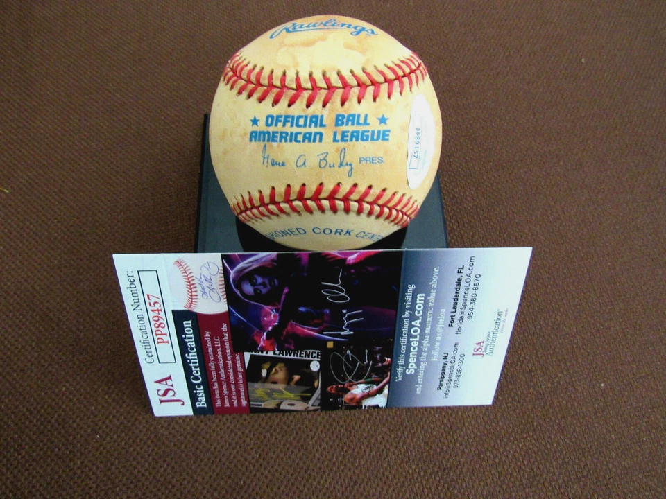 RALPH HOUK 61-62 YANKEES MANAGER SIGNED AUTO VINTAGE GAME USED OAL BASEBALL JSA  - Image 3 of 3