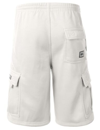 Mens CARGO SWEAT SHORTS Fleece Basic Light Comfy Elastic Drawstring 5 Pockets - Picture 46 of 56