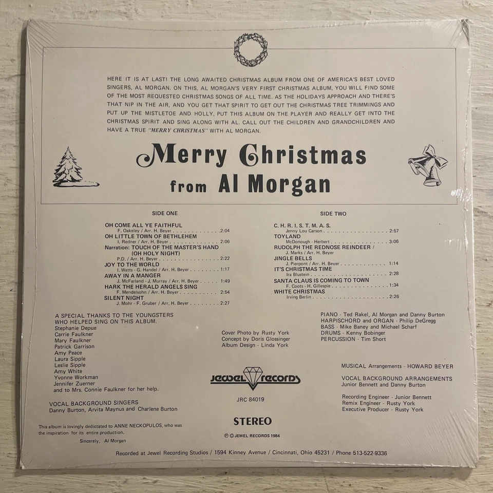 RARE Holiday Merry Christmas From Al Morgan LP Jewel 1984 Stereo SEALED!!!! Foto 2 de 2