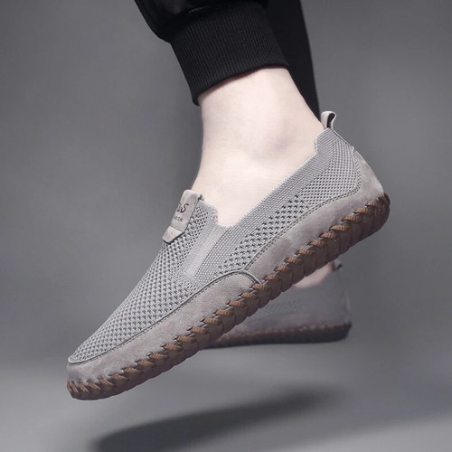 Men's Mesh Flat Sneakers Breathable Slip-On Trend Driving Outdoor Treking Shoes - Picture 16 of 26