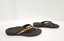 Vionic Tide II Flip Flops Brown Leopard Print Thong Sandals Women  s Size 7M