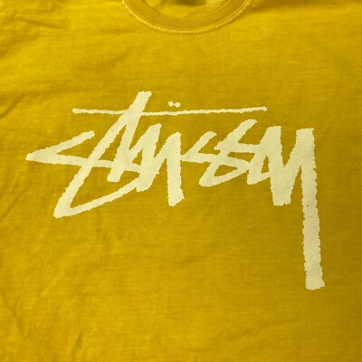 Stussy Big Stock Tee Mens XL Yellow Short Sleeve | eBay