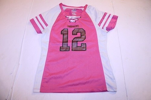 Women's Green Bay Packers Aaron Rodgers S Bling Jersey (Pink) Majestic - Picture 5 of 5