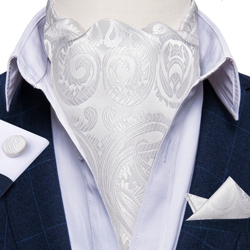 Herren Ascot Krawatte Set Paisley Blau Gold Rot Burgund Hochzeit Party - Bild 54 von 59