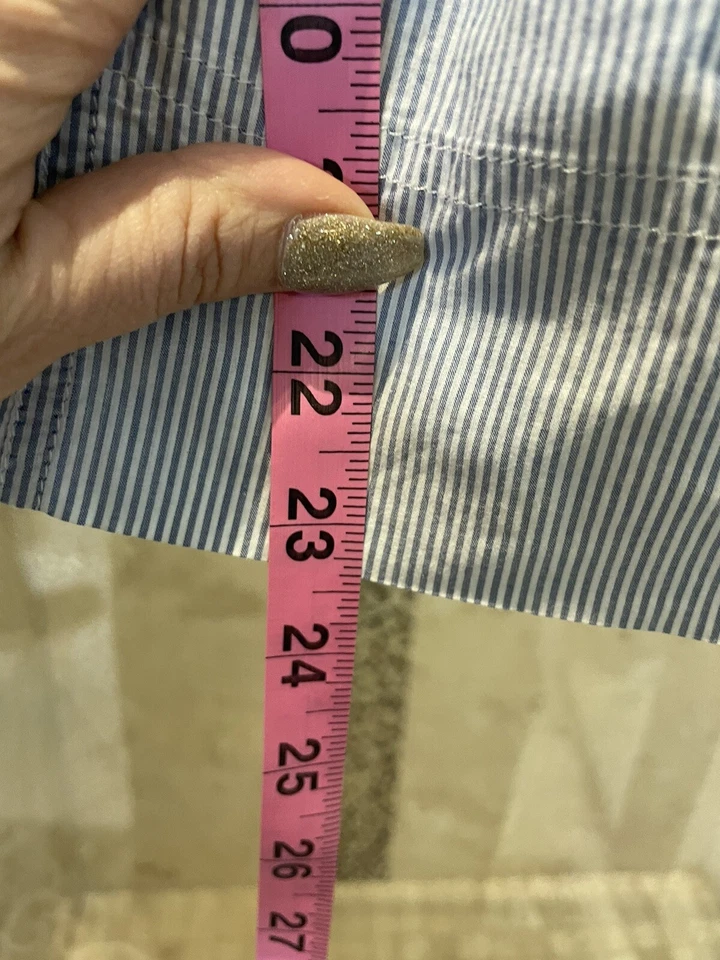 Marc Jacobs Babydoll Top S 6 Striped Seersucker Blue White Blouse Cotton Shirt - Image 2 of 4