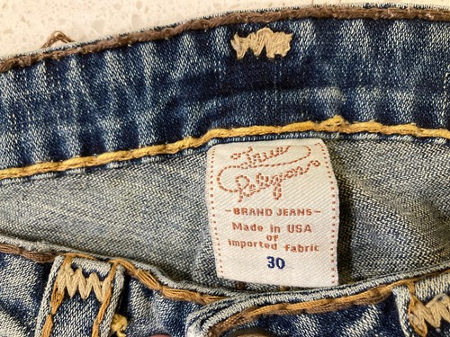 True Religion Women’s Boot Flare Blue Jeans 5-Pocket Distressed Pants Size 30x31 - Picture 4 of 5