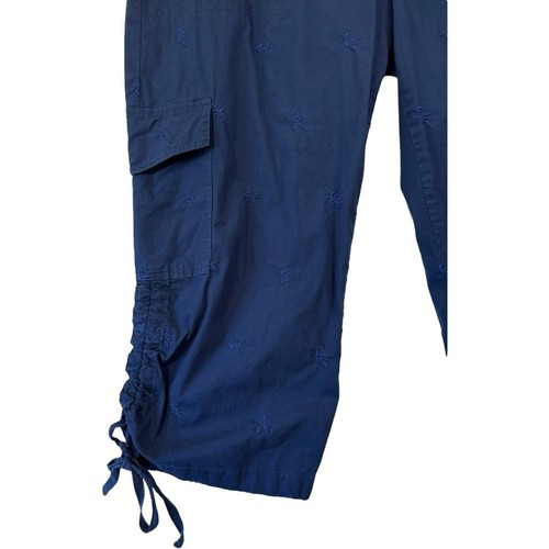 Chico's Zenergy blaue Cargo Cropped Hose bestickt Blumendruck Pull-On Gr. 14 - Bild 2 von 9