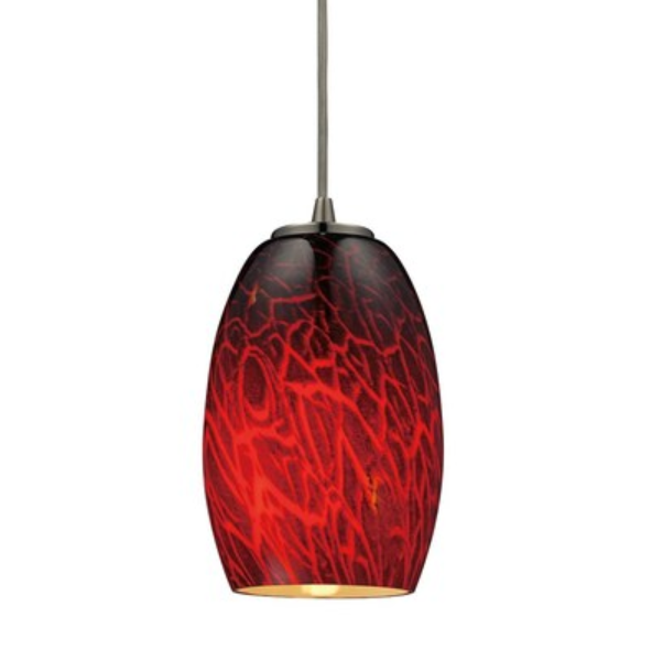 Westmore Lighting Satin Nickel and Firebrick Tinted Glass Pendant Light Westmore Lighting Satin Nickel and Firebrick Tinted Glass Pendant Light
