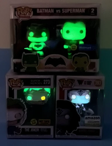 Funko Pop DC Glow Lot Batman vs Superman 2-pak, Joker 273, Wonder Woman 393 +PP