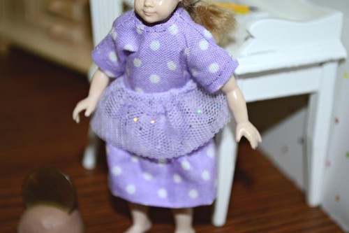 Heidi Ott 4" Girl Doll Clothes Handmade Cute Dotted dress 1:12 Scale~"No Doll" - Picture 2 of 6