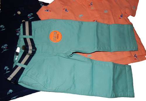 5L NWT 12-18M The Children's Place Polo Shirts & Belted Stretch Chino Pants Set - Picture 2 of 7