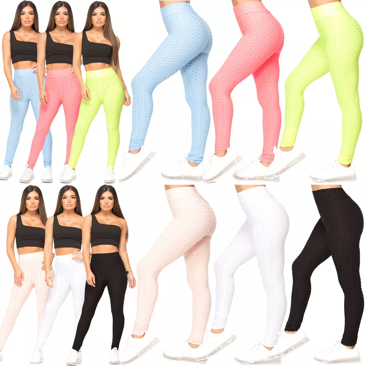 Women's Anti-Cellulite Honeycomb Yoga Pants Trousers Push Up Sports Gym  Leggings